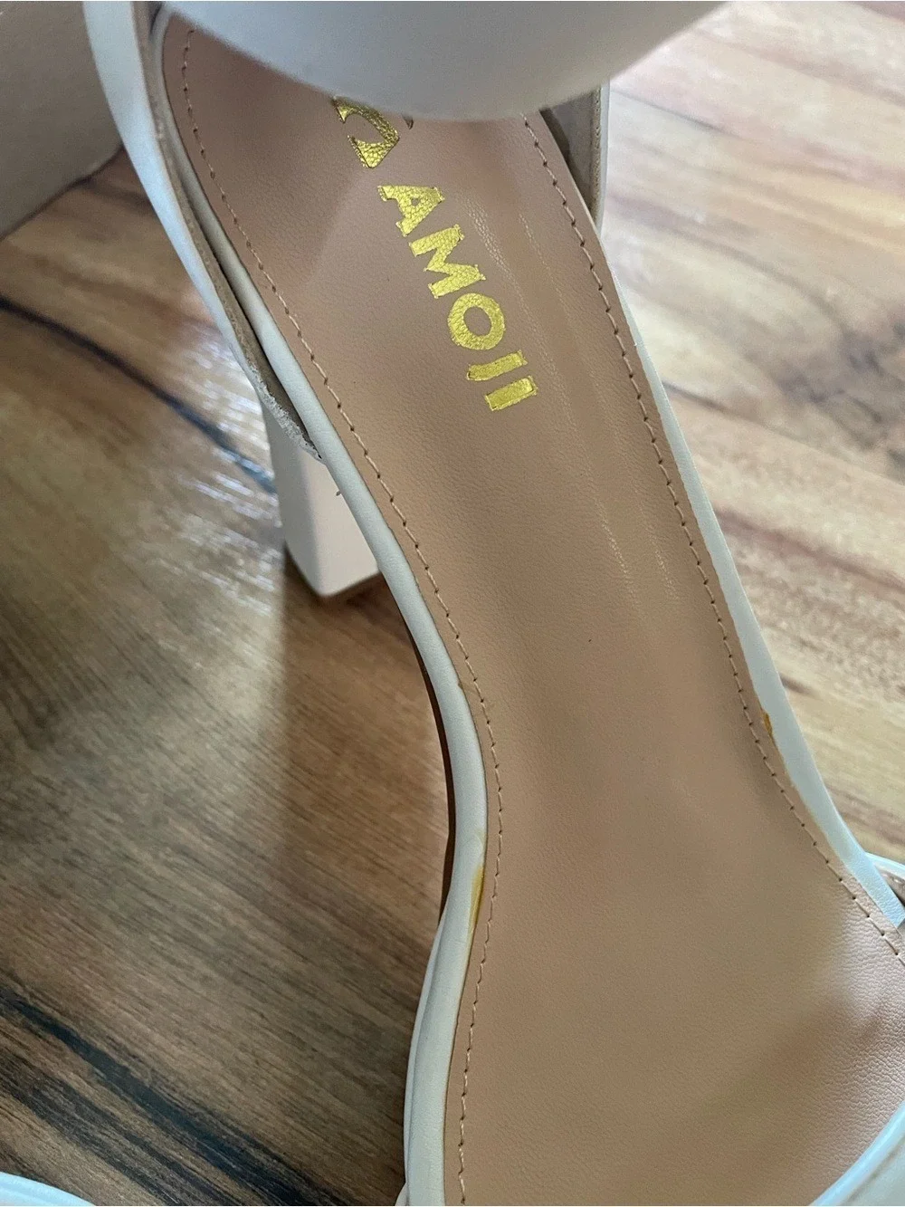 White Block Heel Ankle-Strap Sandals